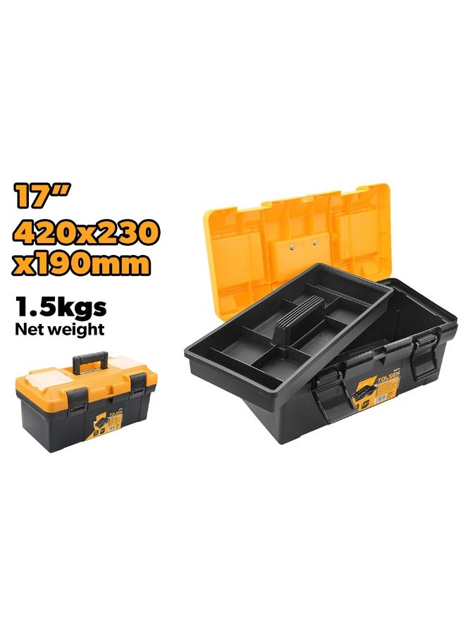 Tolsen 80201 Heavy Duty Plastic Tool Box | Durable Portable Toolbox for Home & Professional Use - Image 1